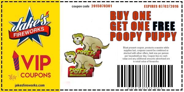 poopy puppy firework coupon