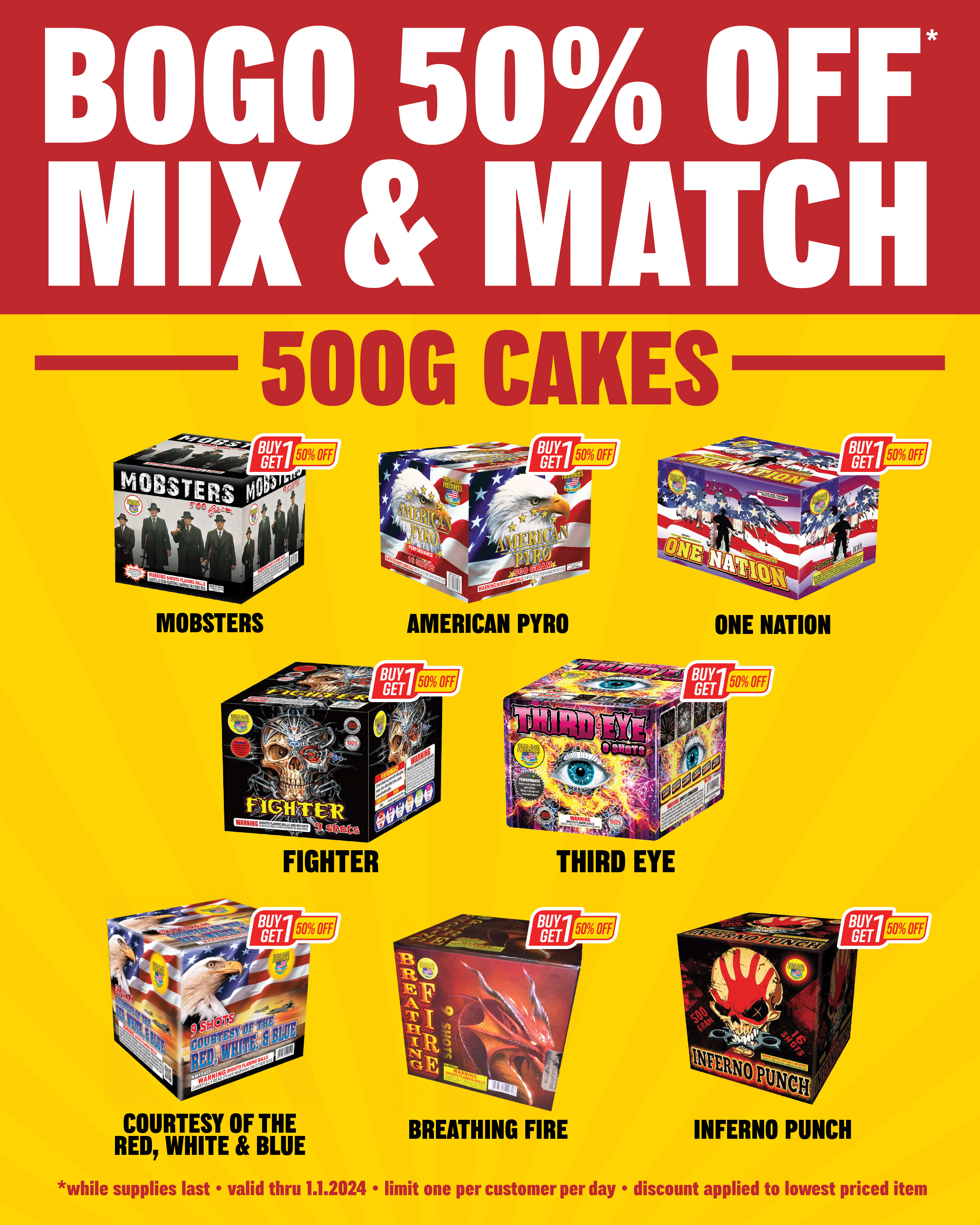 BOGO Mix & Match Select 500g Cakes