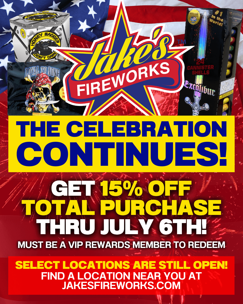 Celebration Continues....15% Off Purchases July 5 & 6