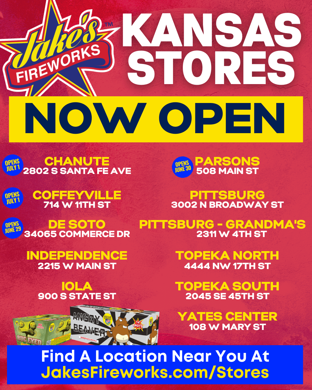 Kansas Stores Now Open - 2 Great Offers for Opening Day